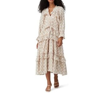 HOFMANN COPENHAGEN Bernice Lip Kiss Print Ruffle Midi Dress